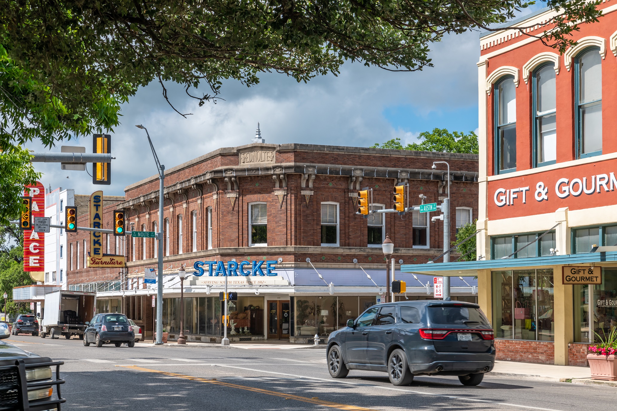 Downtown shops in Seguin, TX.