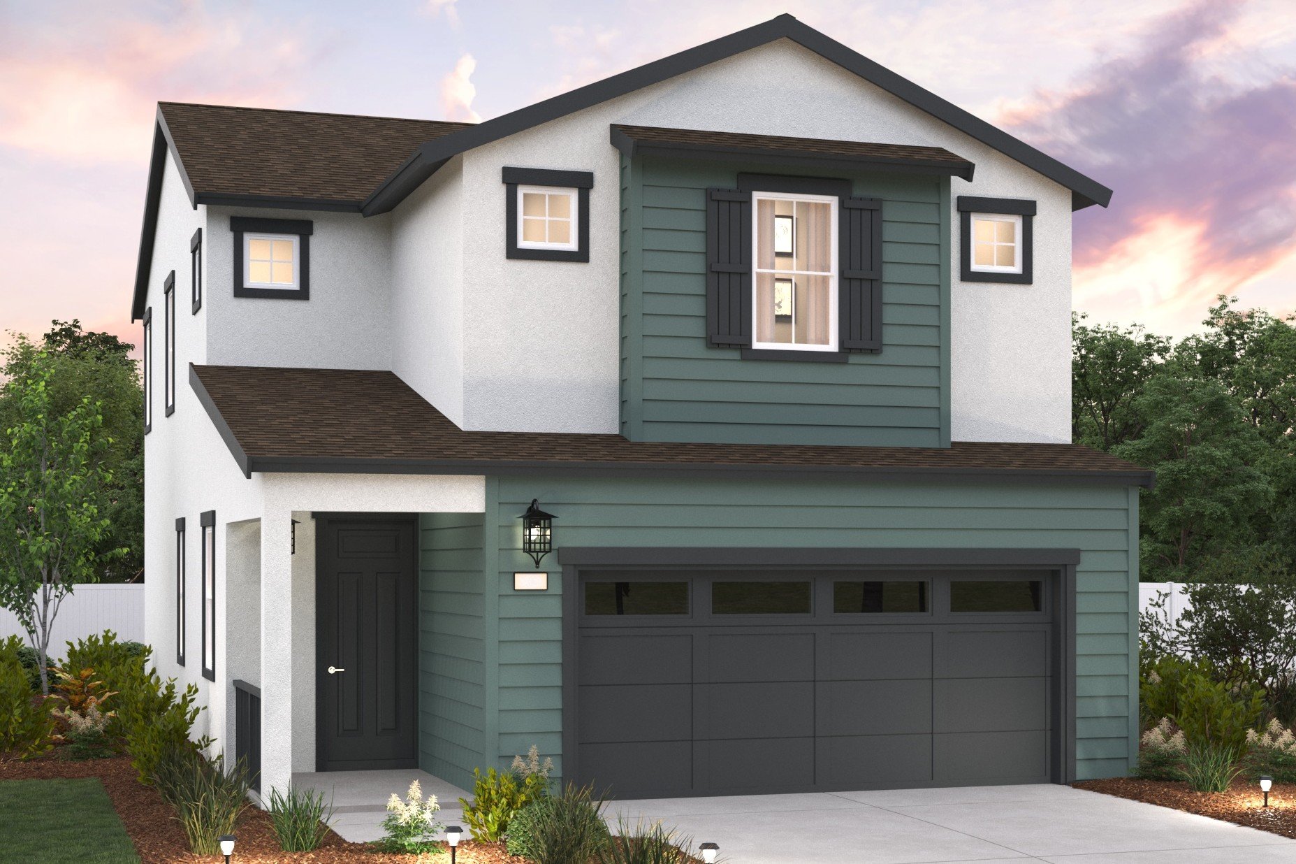 A house with a garage.