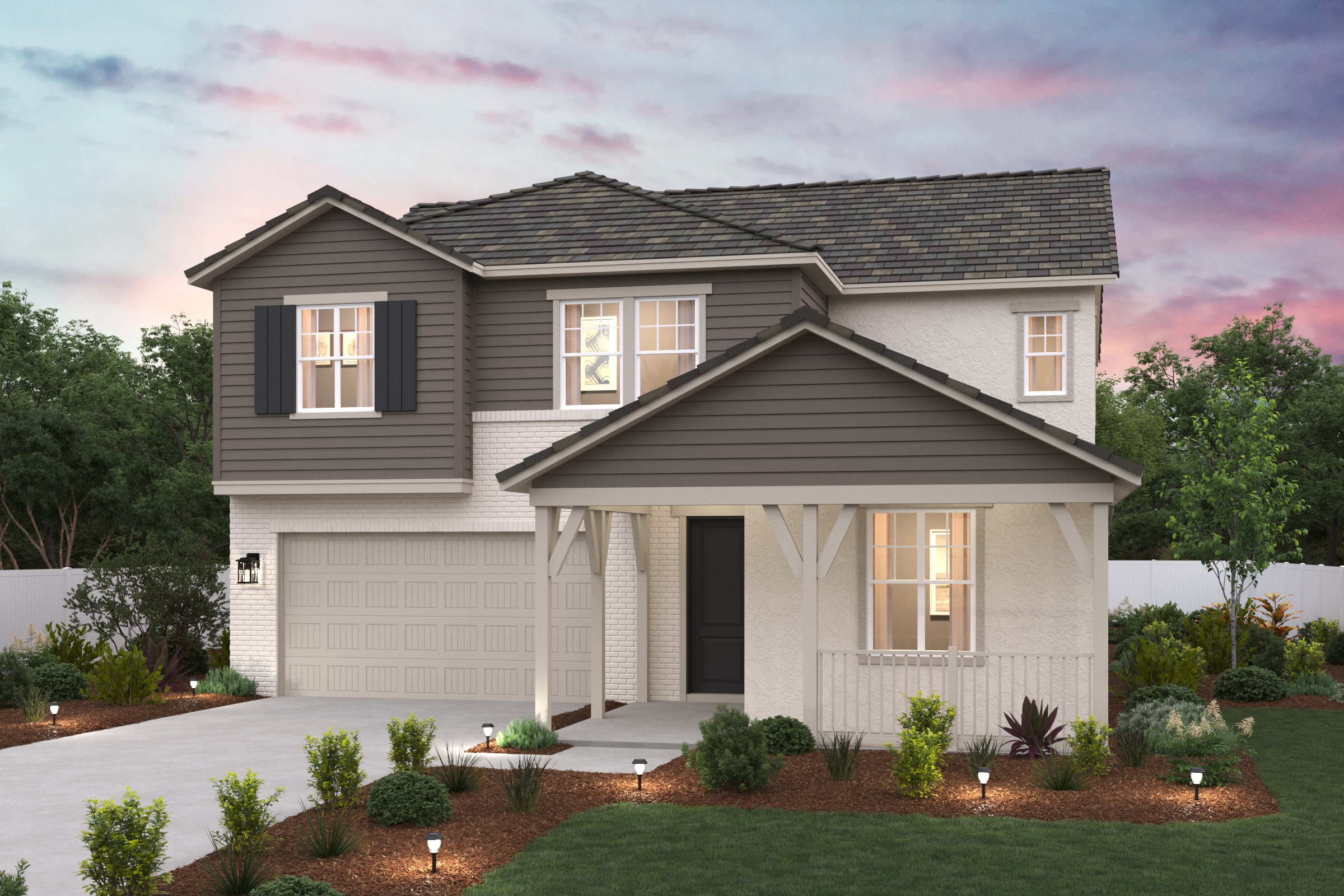 A house with a large front yard.