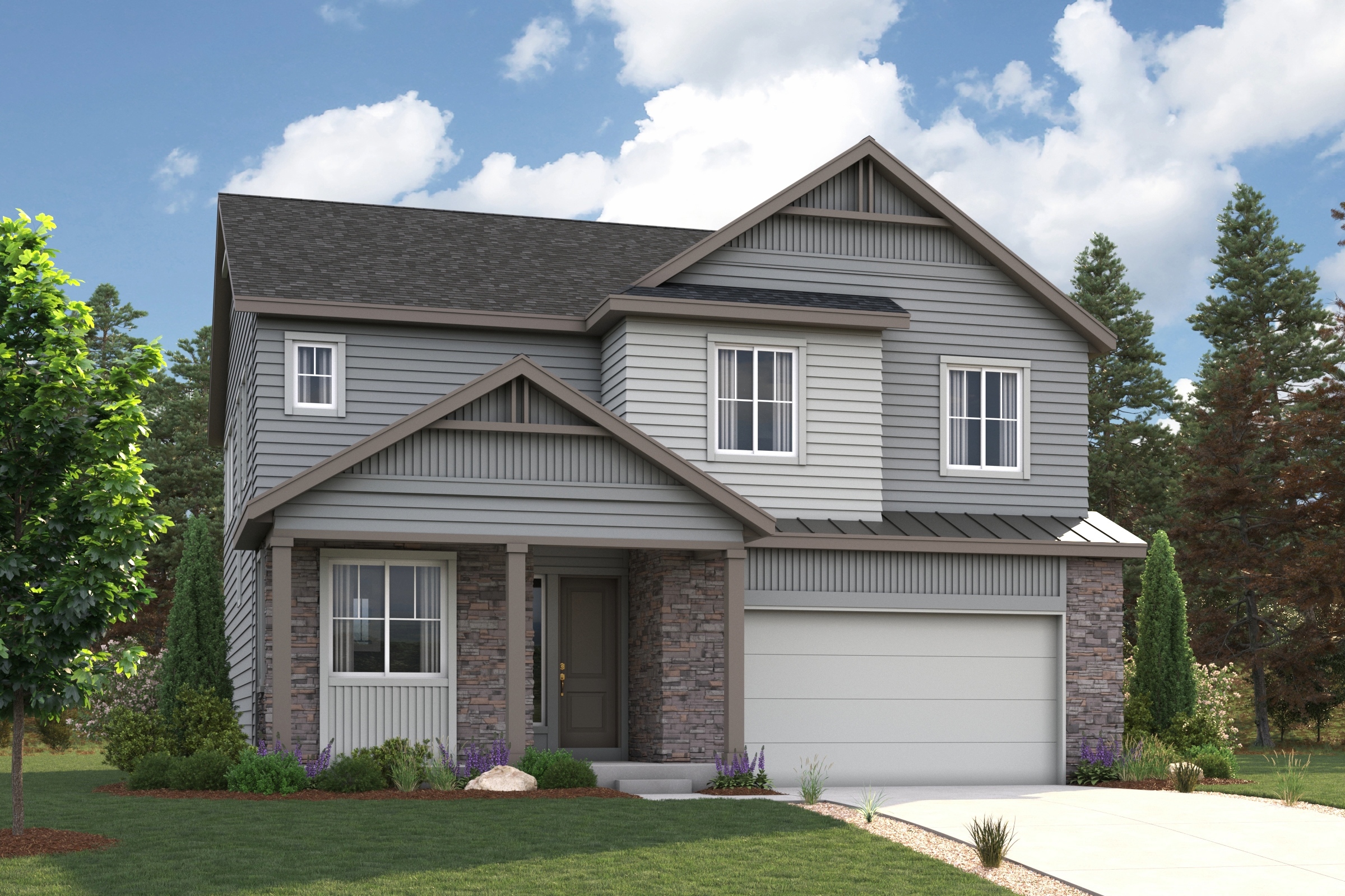 A house with a garage. Gateway Rendering Image, Elevation A