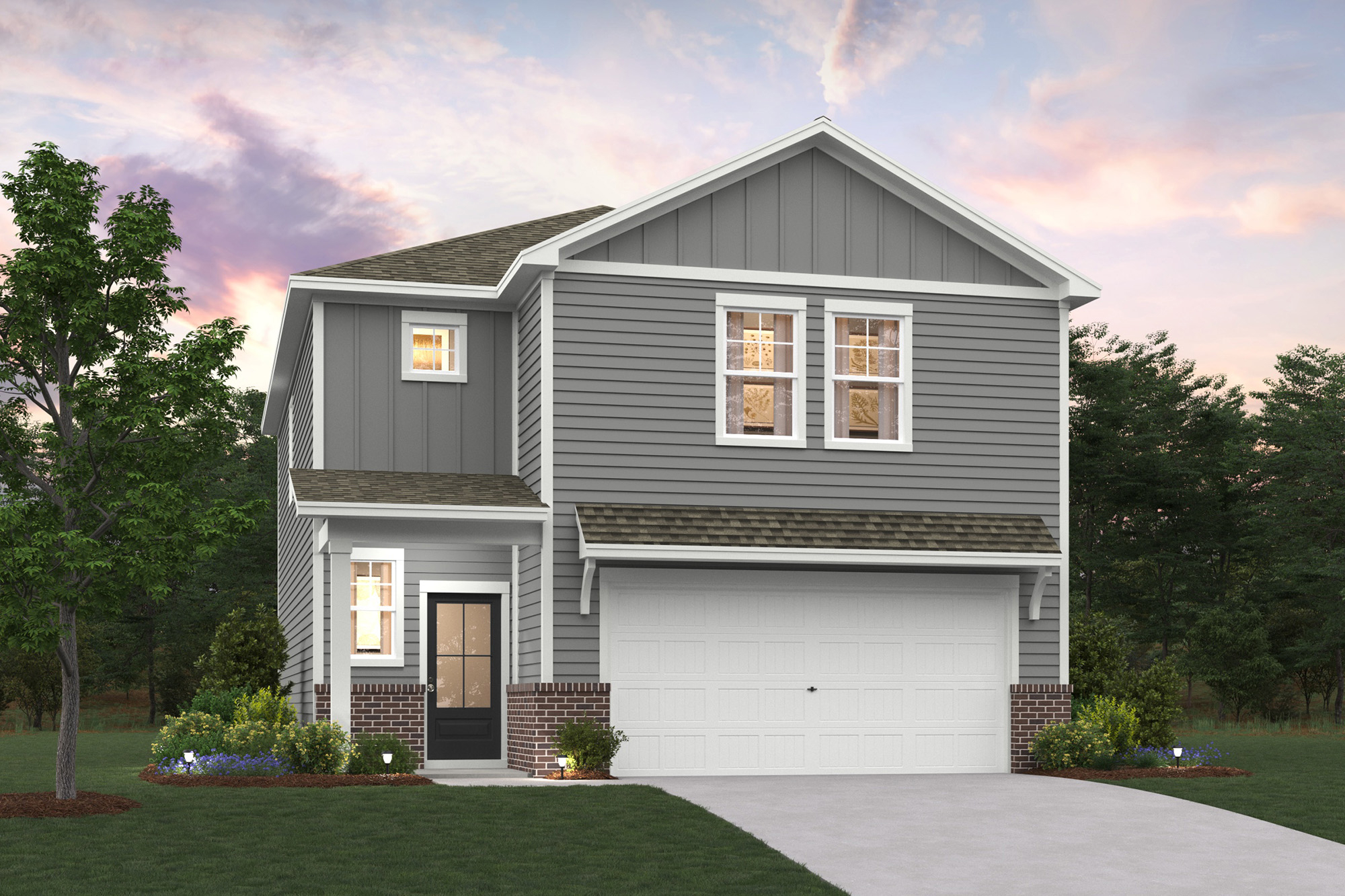 A house with a garage.