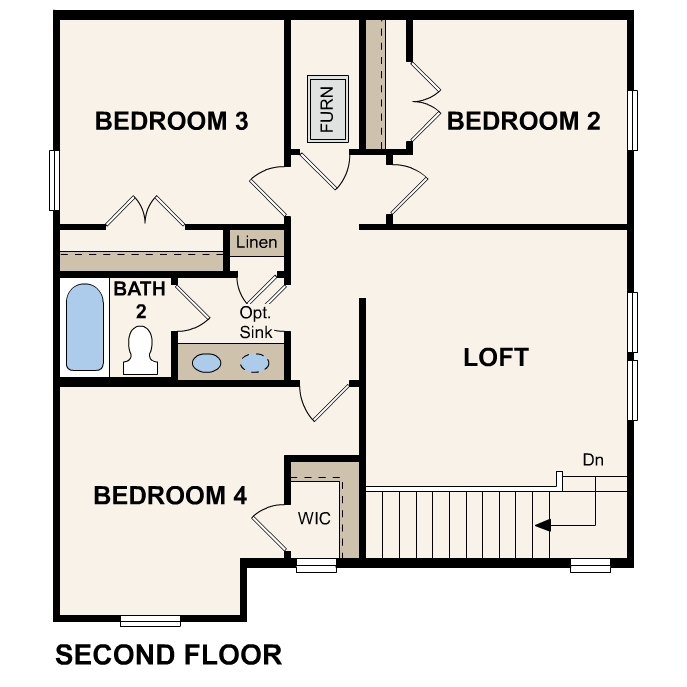 Hampton floor plan, second floor