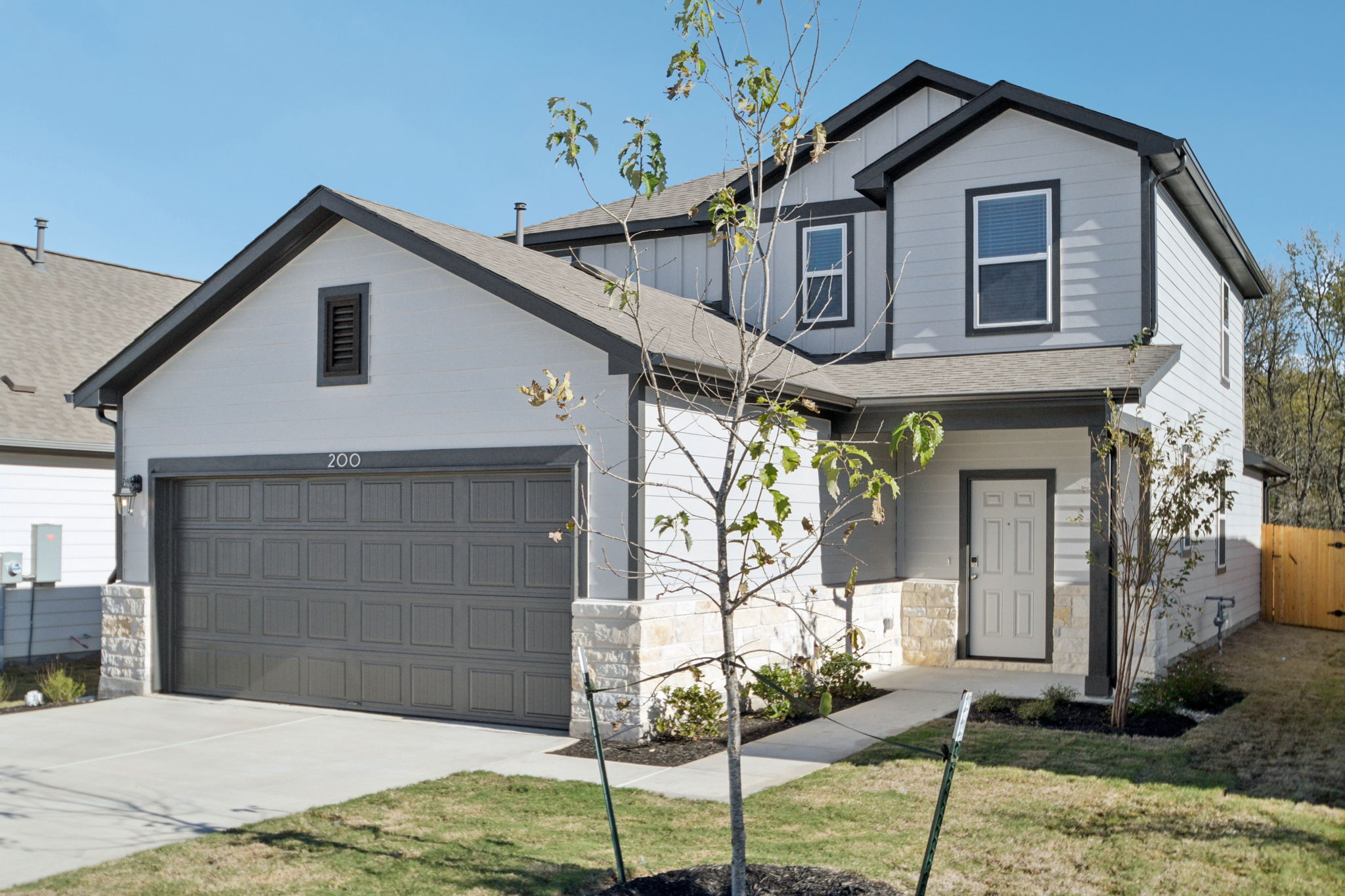 A house with a garage.