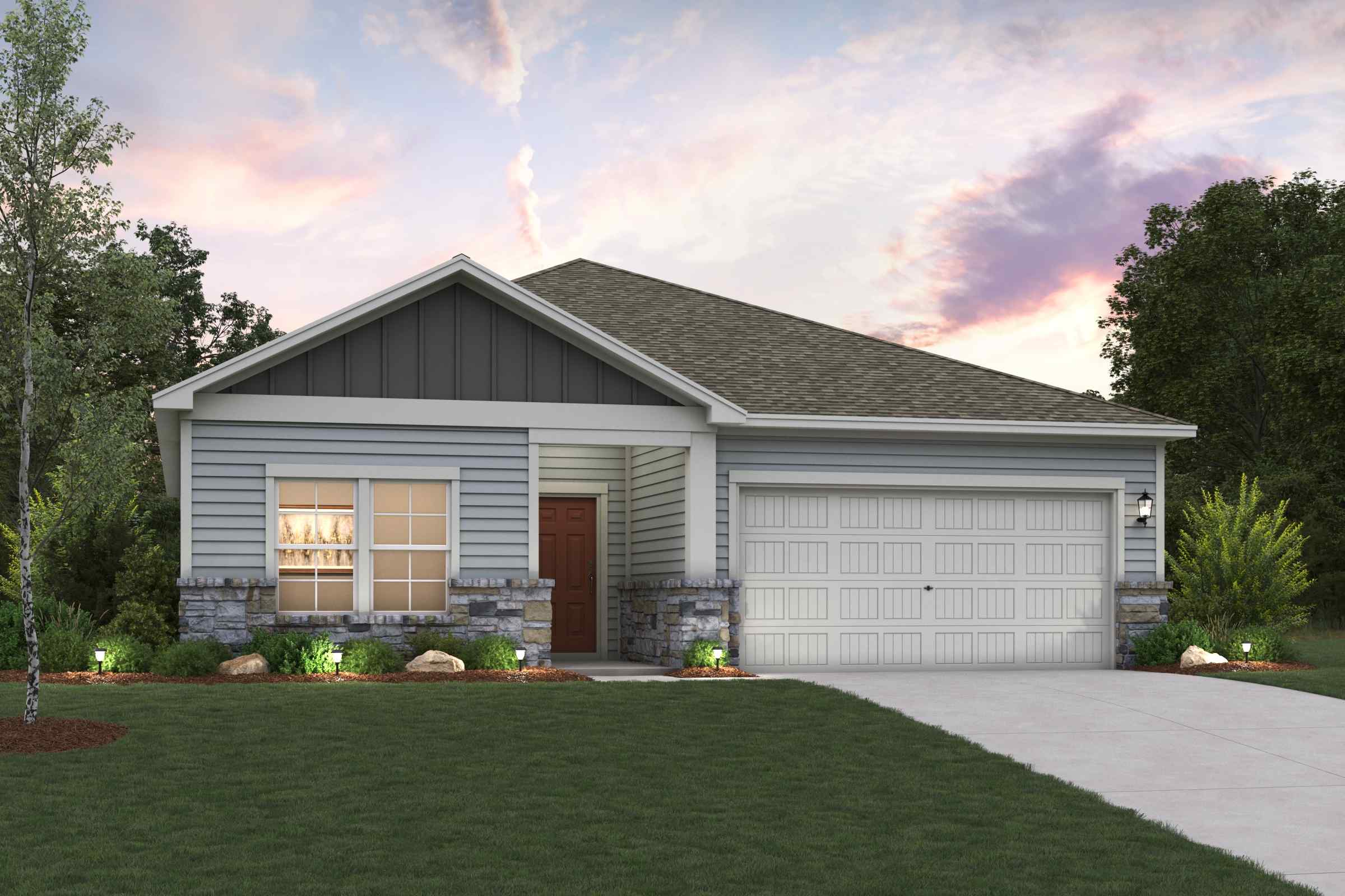 A house with a garage.