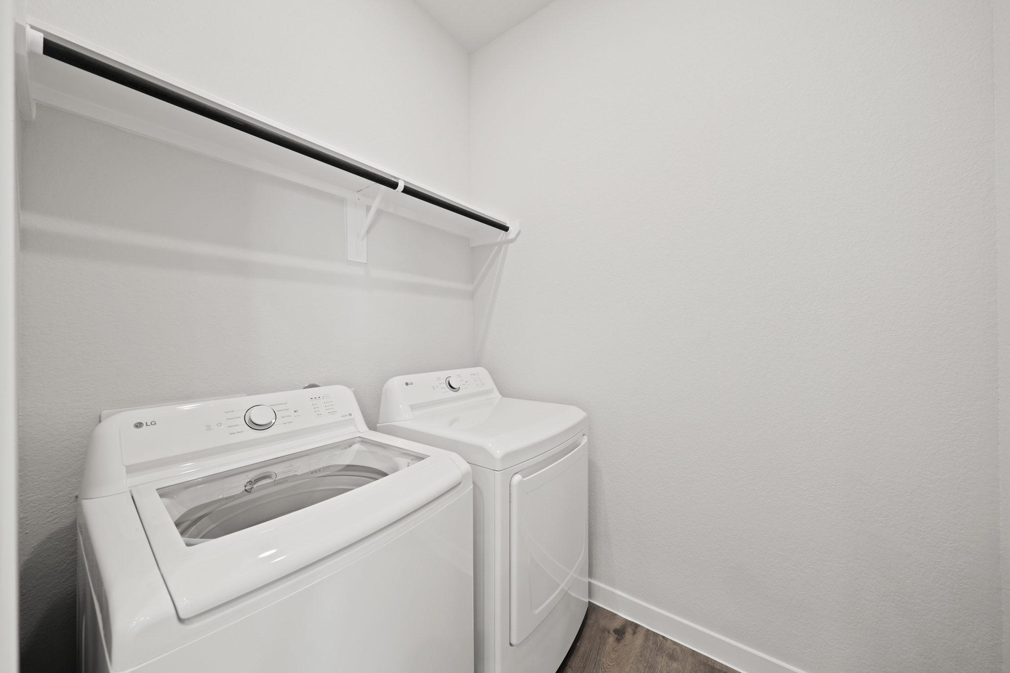 A washing machine and dryer.