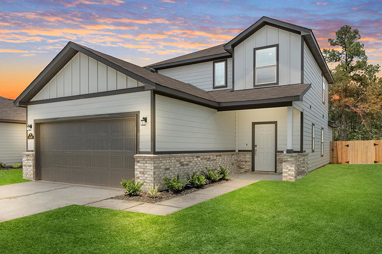 A house with a garage.