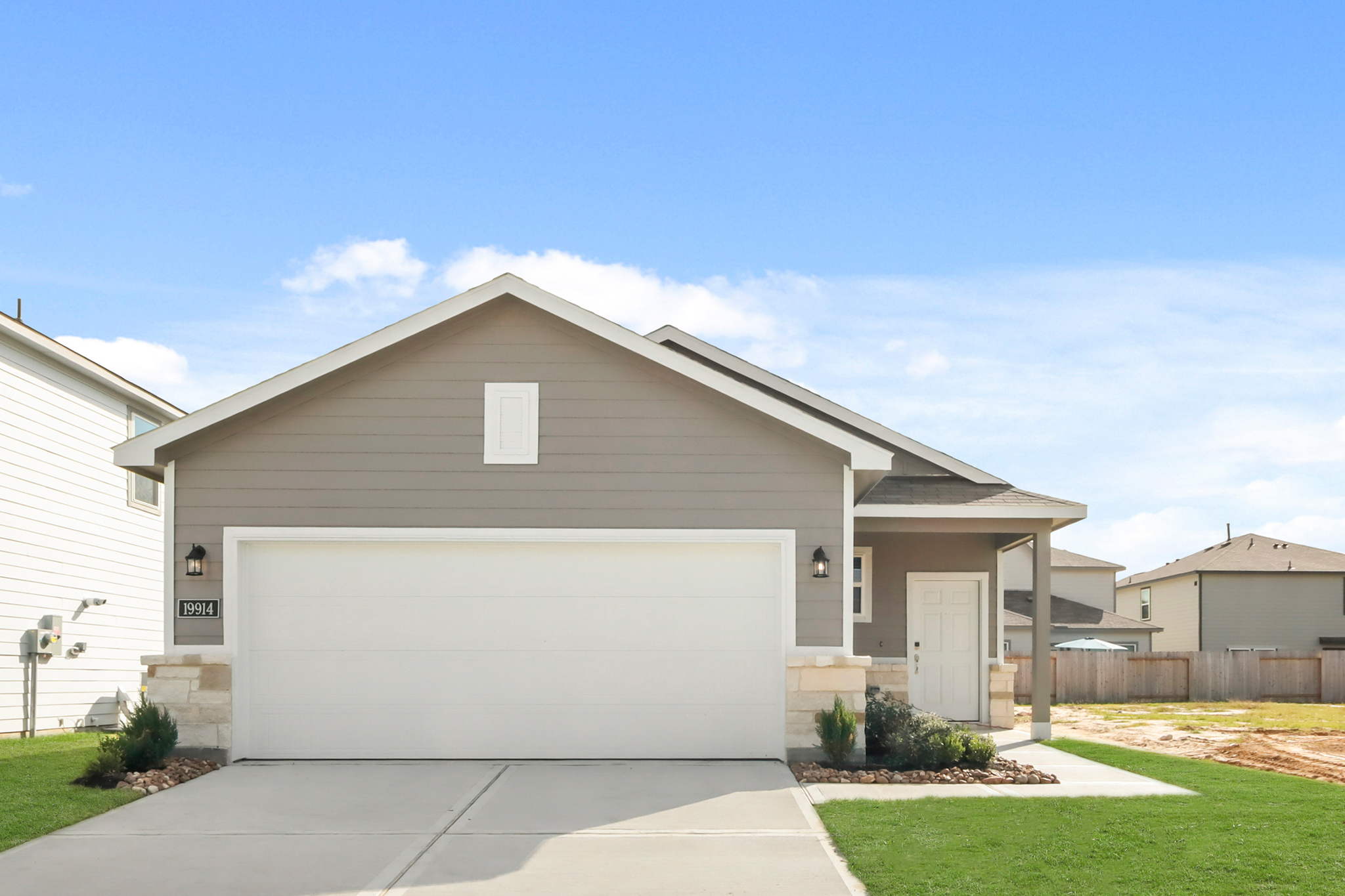 A house with a garage.