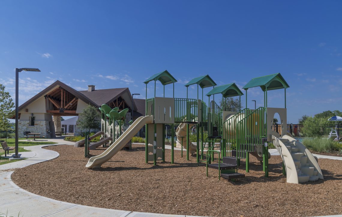 A playground with a slide.