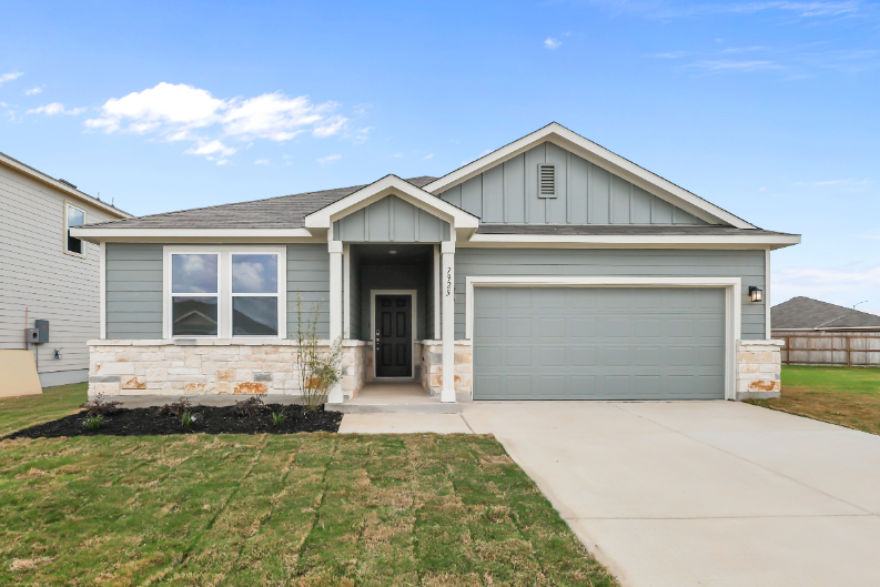 A house with a garage.