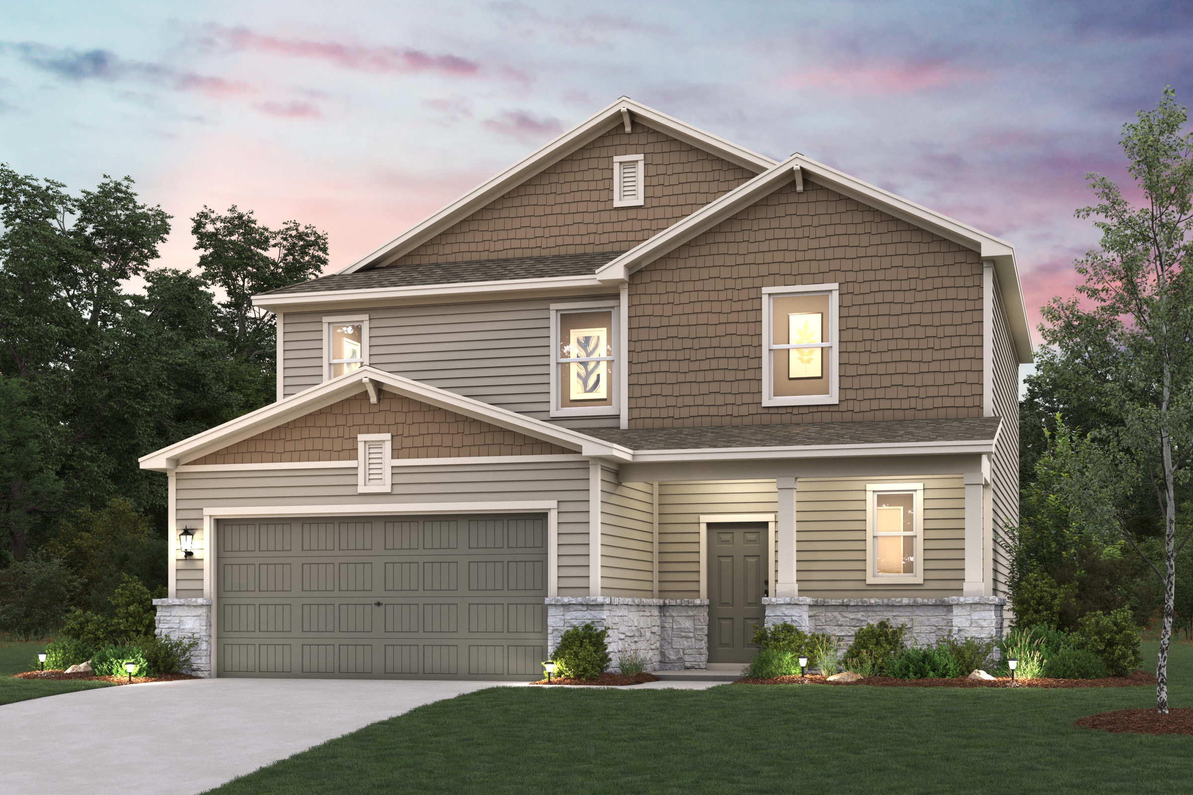 A house with a garage.