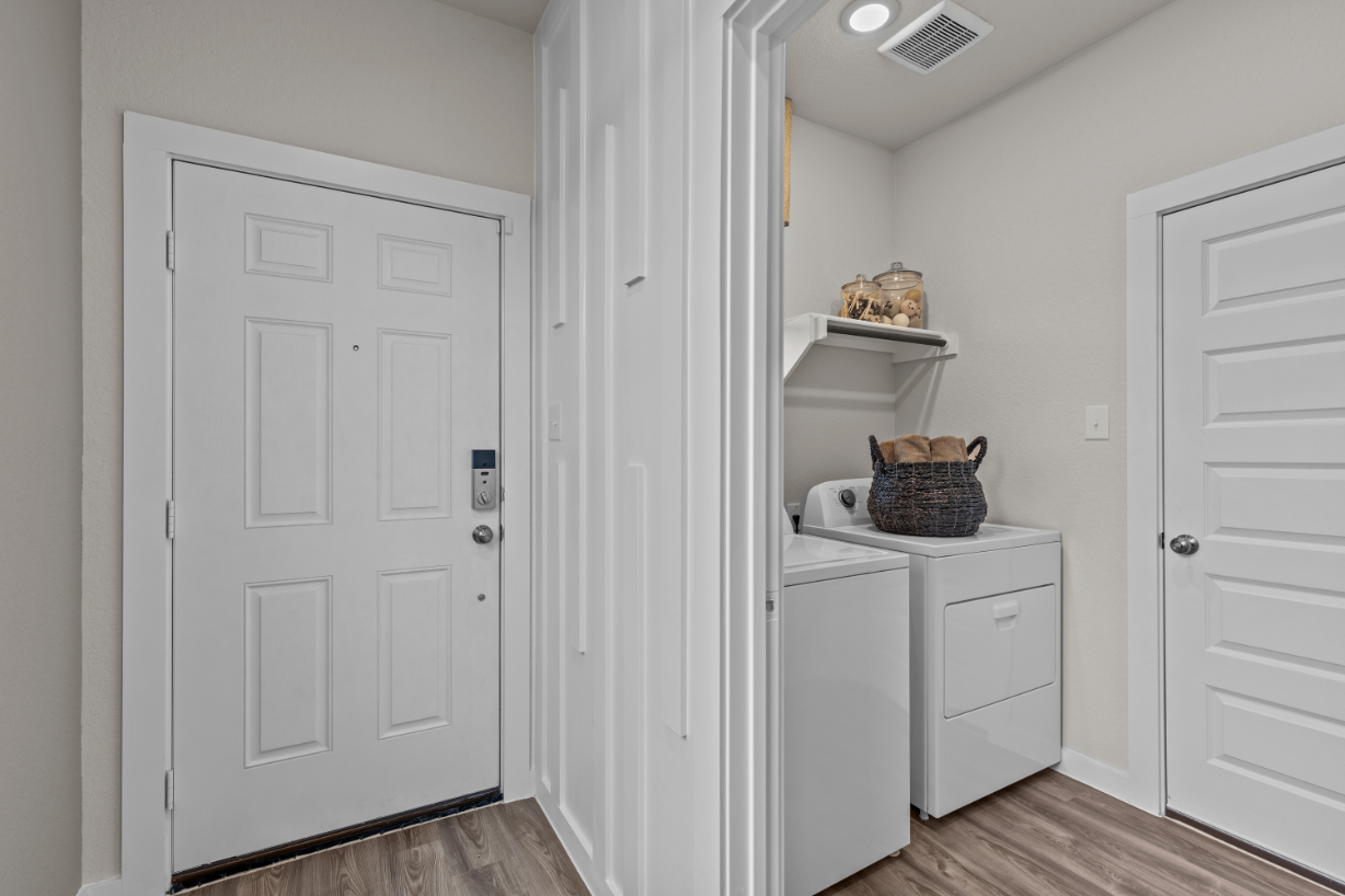 A room with white doors.