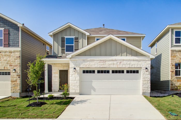 A house with a garage.