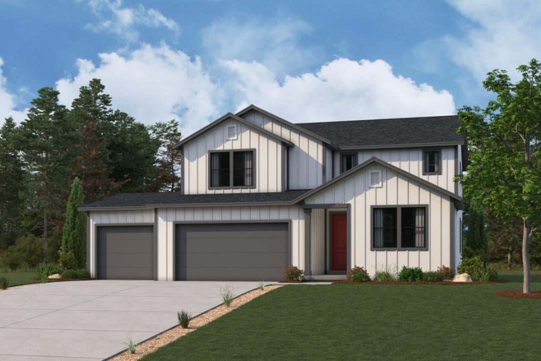 A house with a lawn and trees.