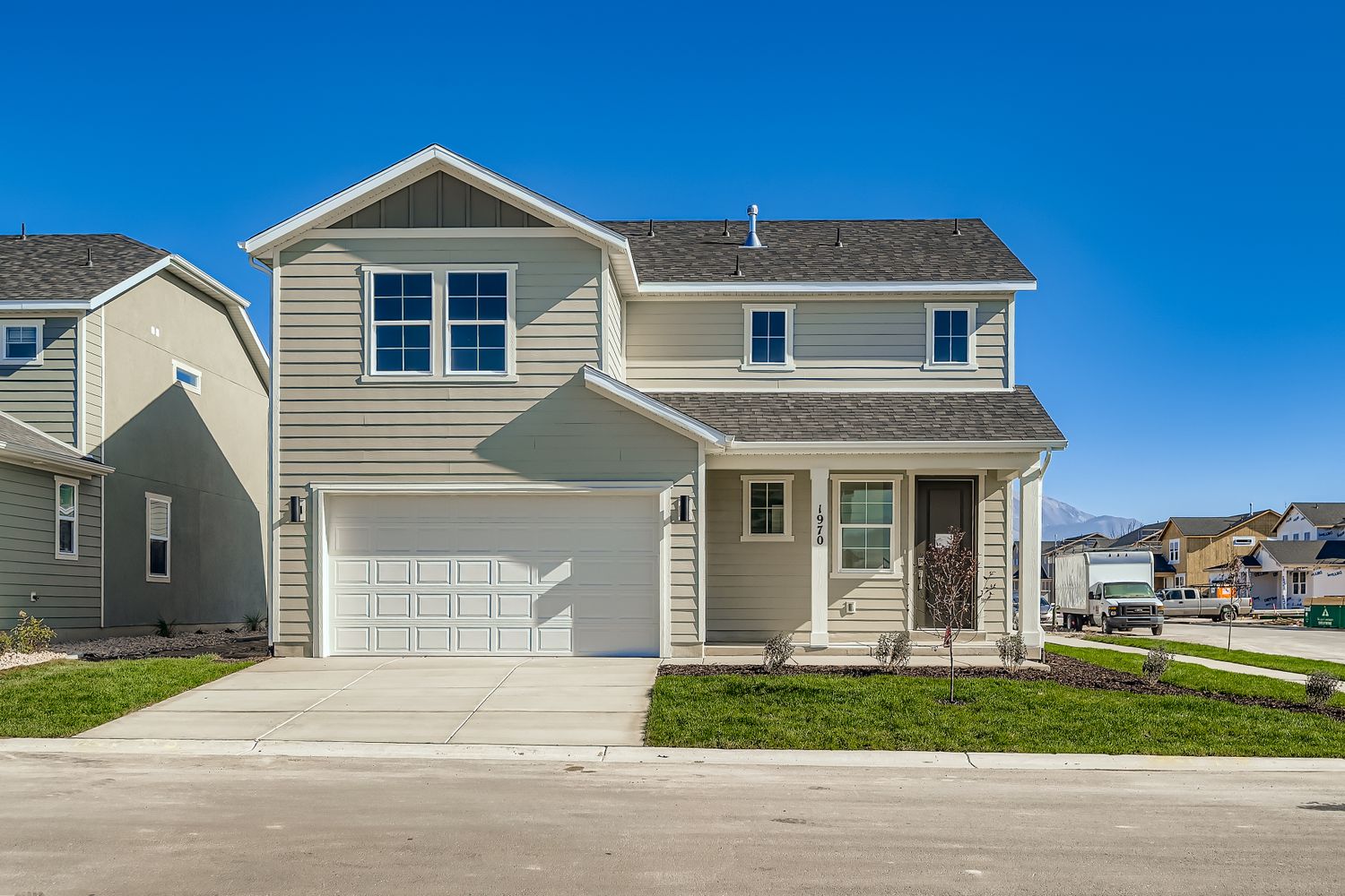 A house with a driveway.