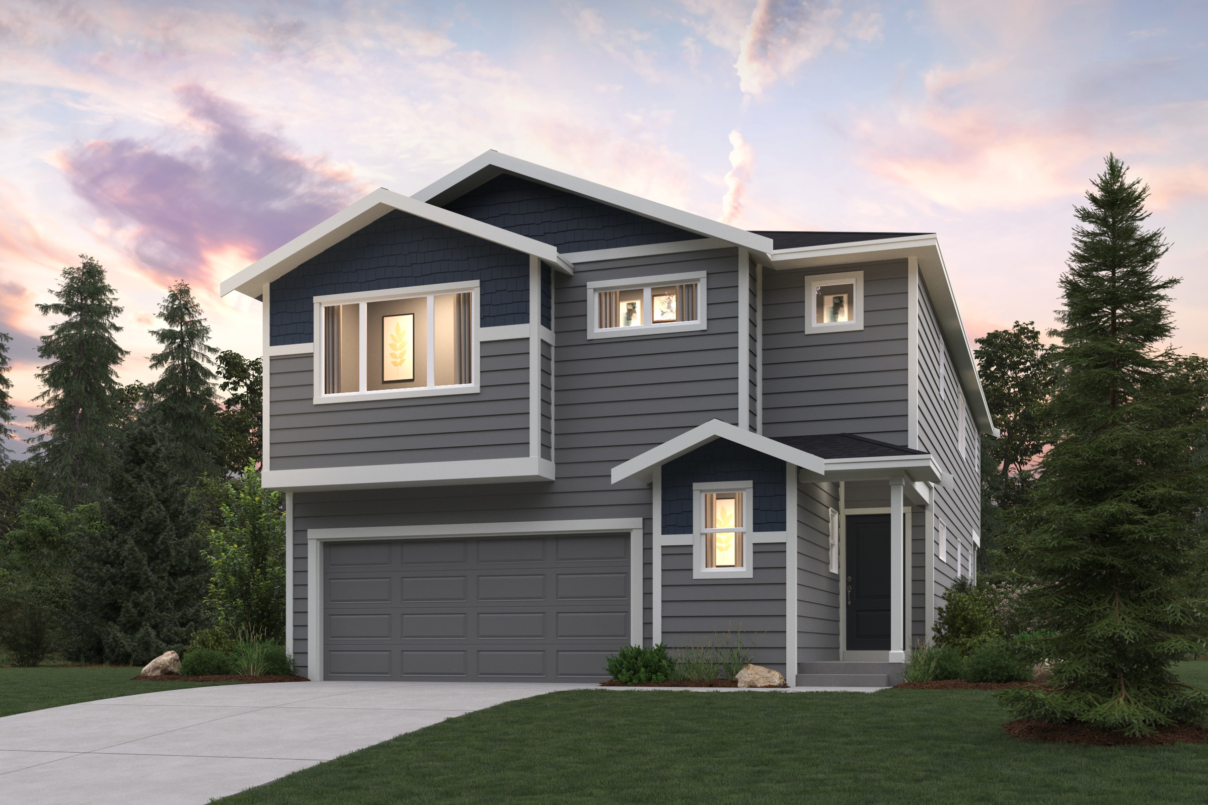 A house with a garage.