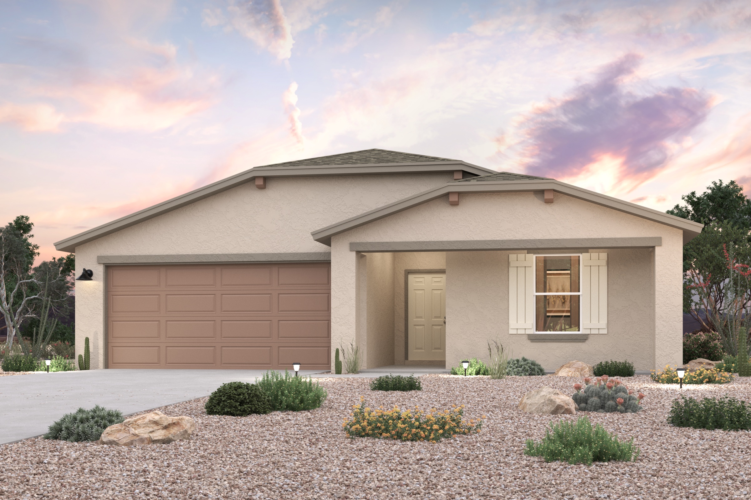 A house with a garage.