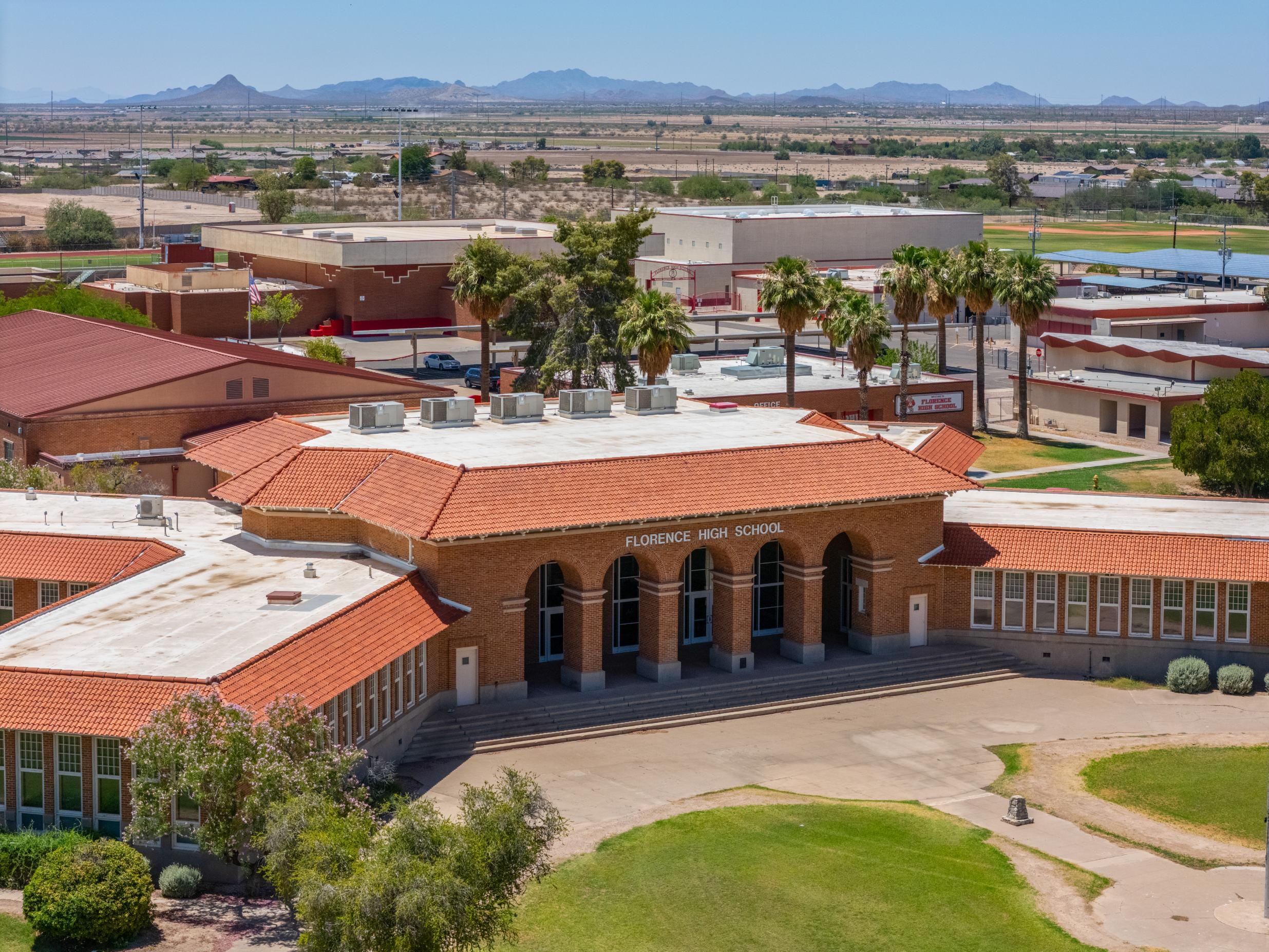 A large building with a courtyard.