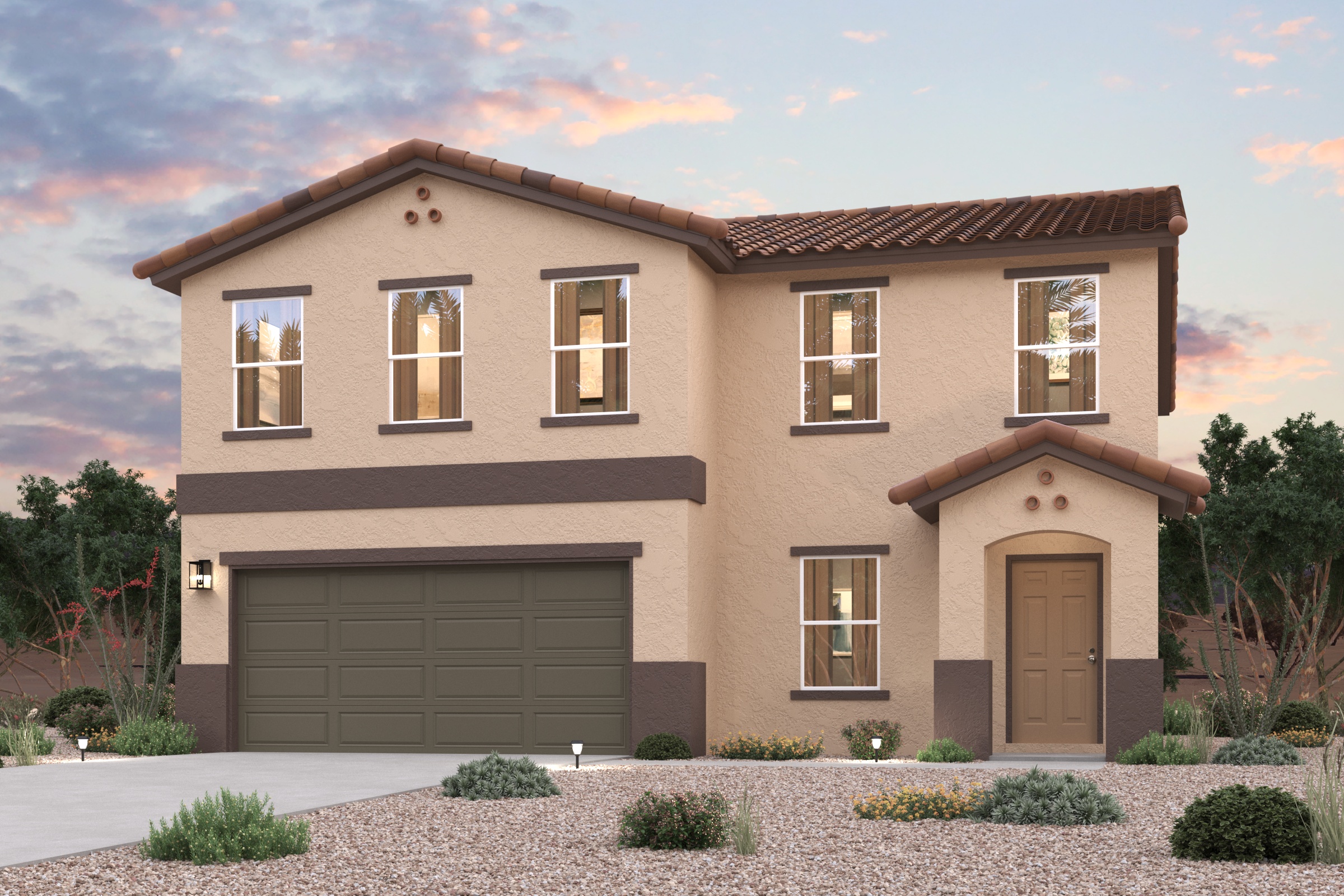 A house with a garage.