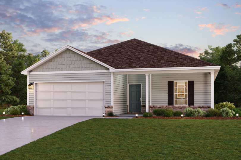 A house with a lawn.