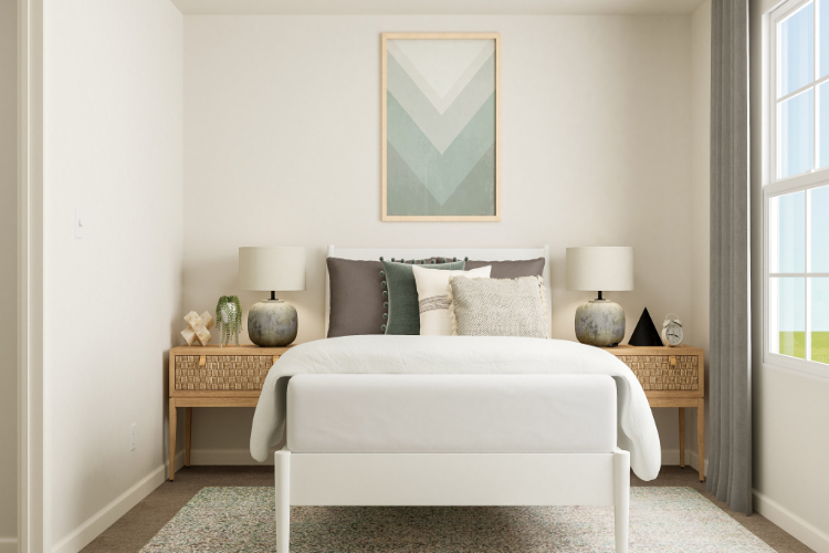 A white couch in a room.